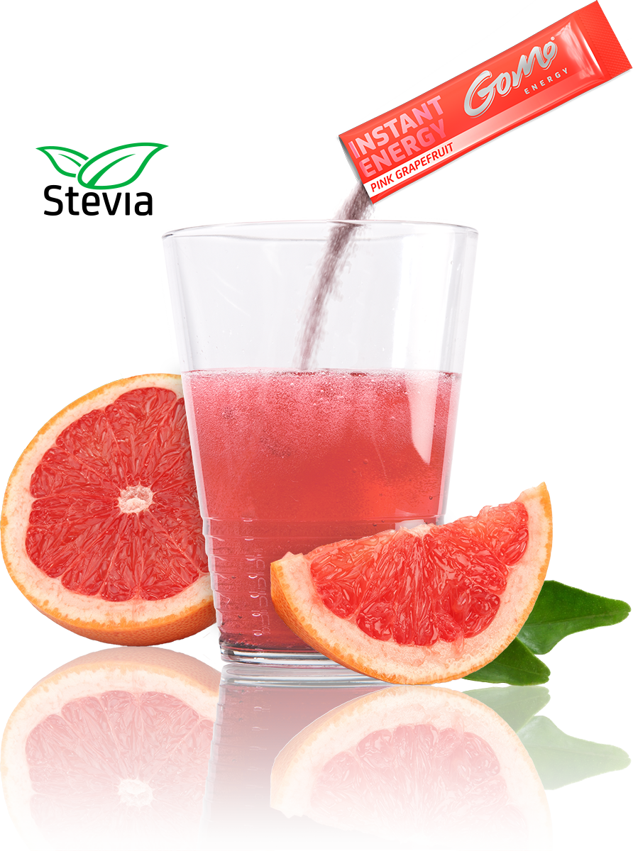 GoMo ENERGY gegen Müdikgkeit low carb zuckerfrei sportgetränk konzentration focus mehr ausdauer mehr kraft Energie Getränk Energy Drink Pink Grapefruit