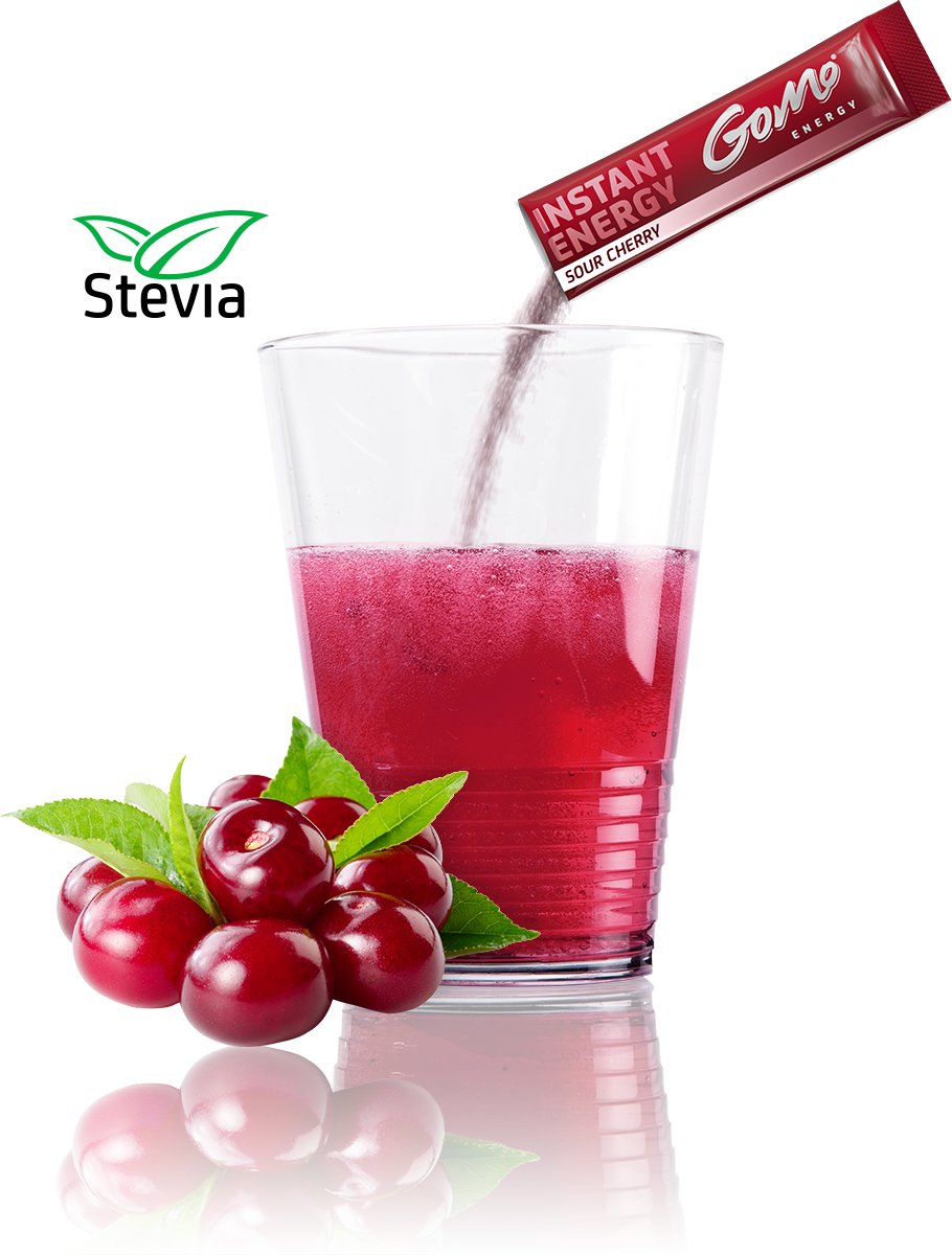 Sour CherryGoMo ENERGY gegen Müdikgkeit low carb zuckerfrei sportgetränk konzentration focus mehr ausdauer mehr kraft Energie Getränk Energy Drink